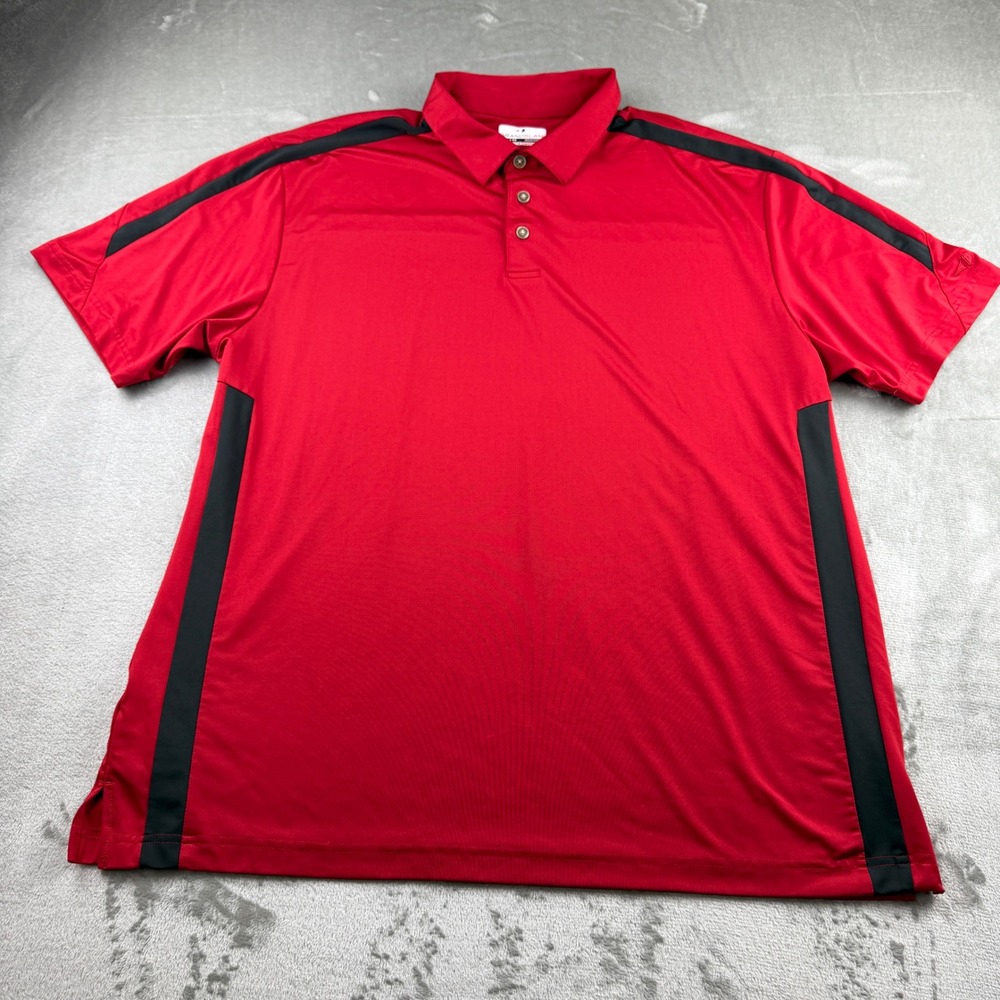 Grand Slam Performance Polo Shirt Men's XL Red Black Stripe 360 Motion Flow Golf